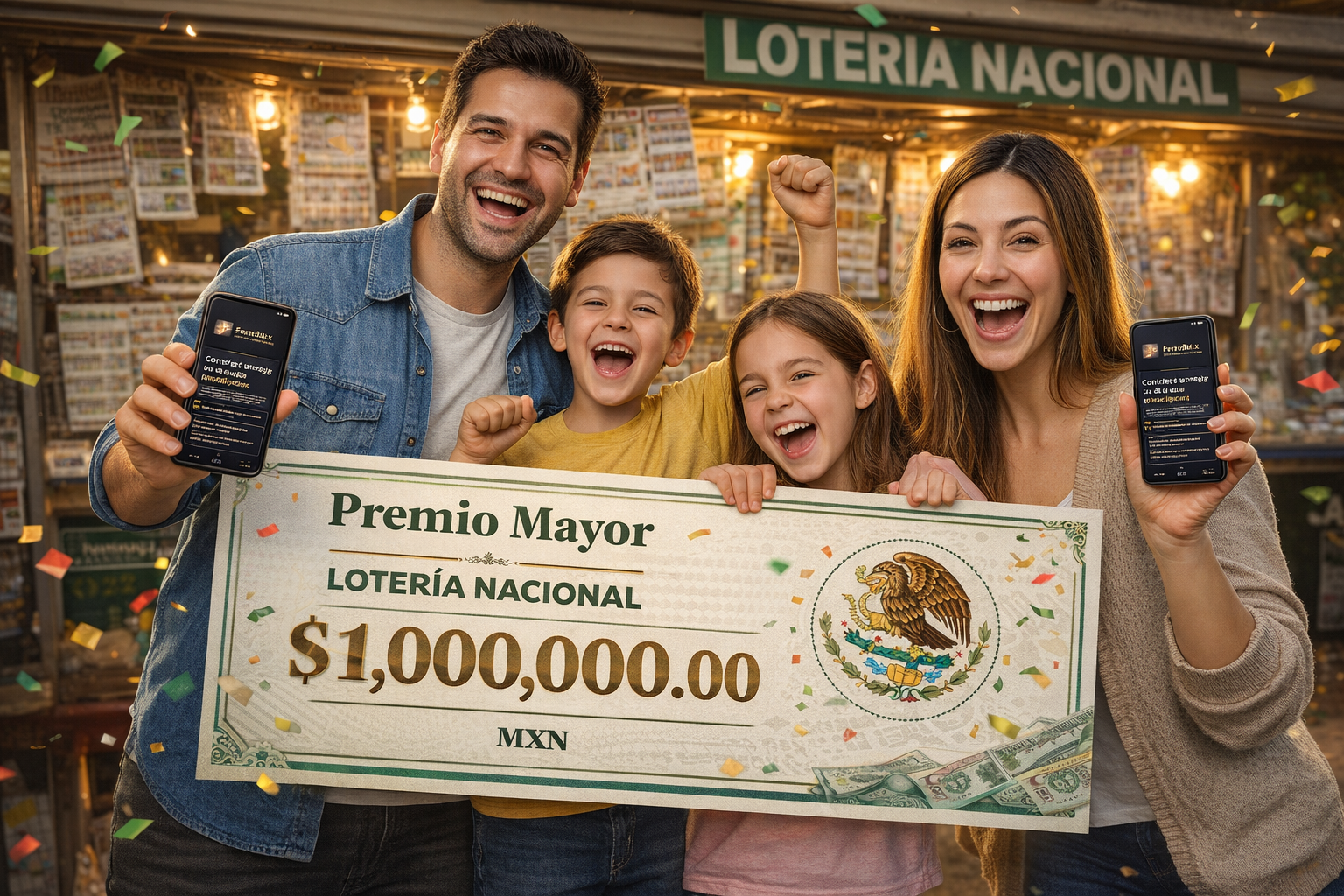 Familia ganadora de la lotería